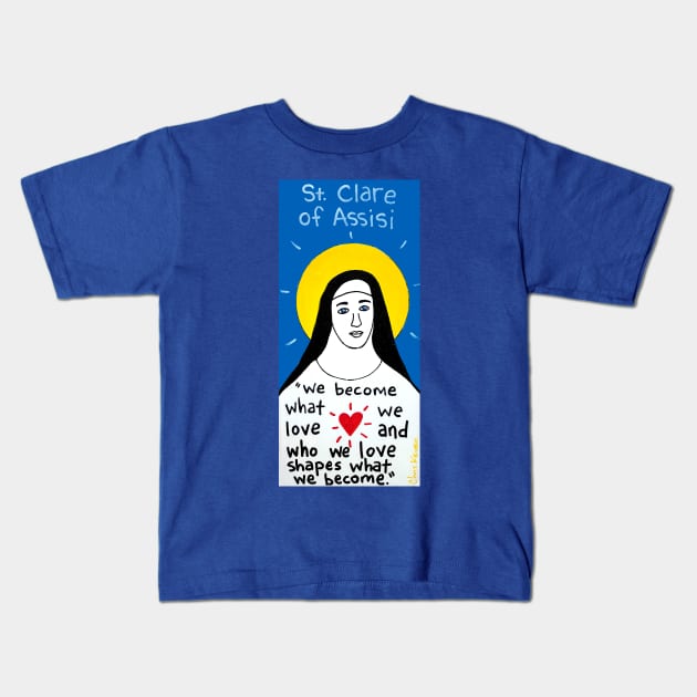 Clare of Assisi Kids T-Shirt by krusefolkart